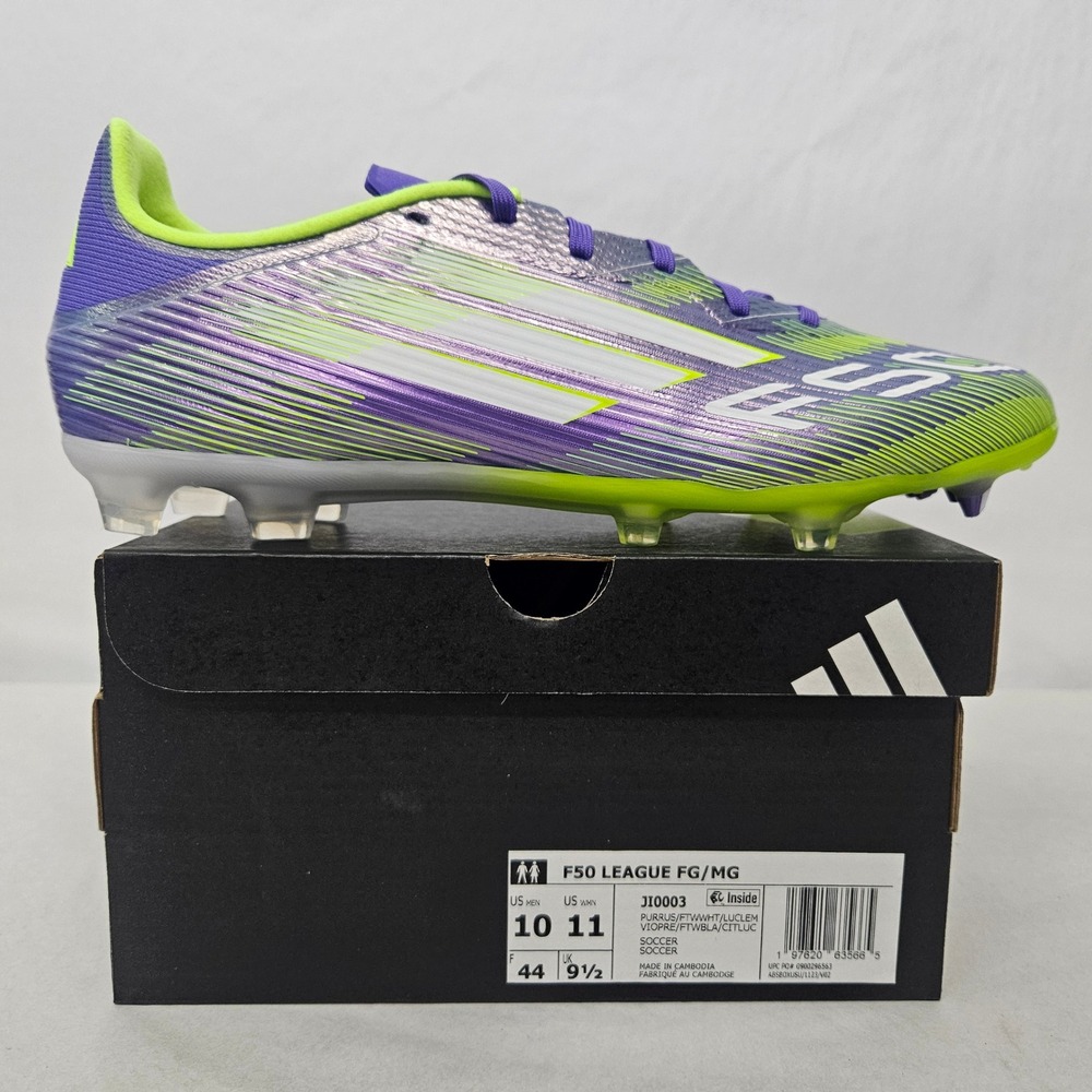 Adidas F50 League‎ FG/MG Soccer Cleats JI0003 Purple Lucid Lemon Mens Size 10